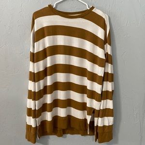 Carly Jean Los Angeles Camel Striped Pullover Sweater